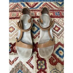 TEVA Womens 8 Camel Brown Leather Open Toe Capri Wedge Platform Sandals Boho